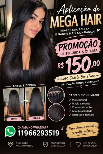 Aplicação de mega hair