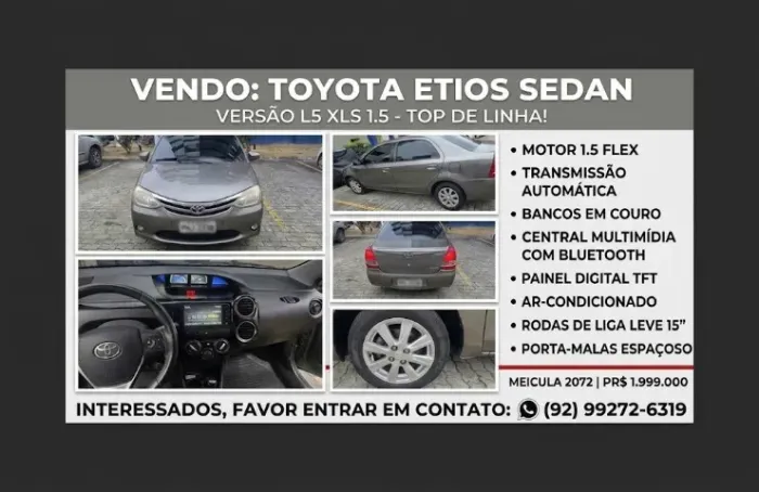 Toyota Etios XLS Sedan 1.5 Flex 16V 4P Aut. 2017