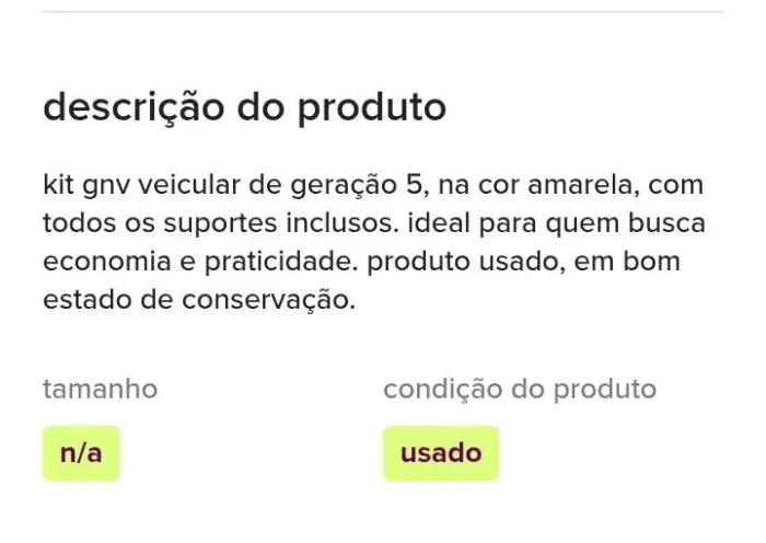 Gás de veículo usado já vêm com suporte o gás e de 10