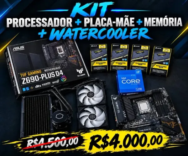 KIT UPGRADE Processador + Placa Mãe + Memória + Watercooler