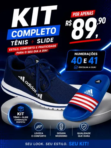 Kit tênis mais chinelo masculino 40 41
