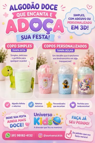 Personalizados com algodão doce em 3D ou adesivo simples ?