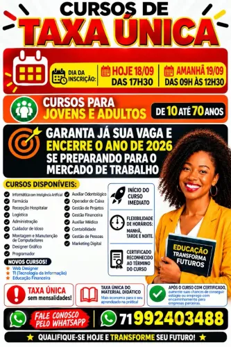 Bolsas de Estudos Matrículas abertas para formação de turmas