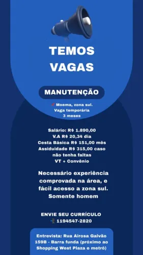 Aux Manutenção - Temporário