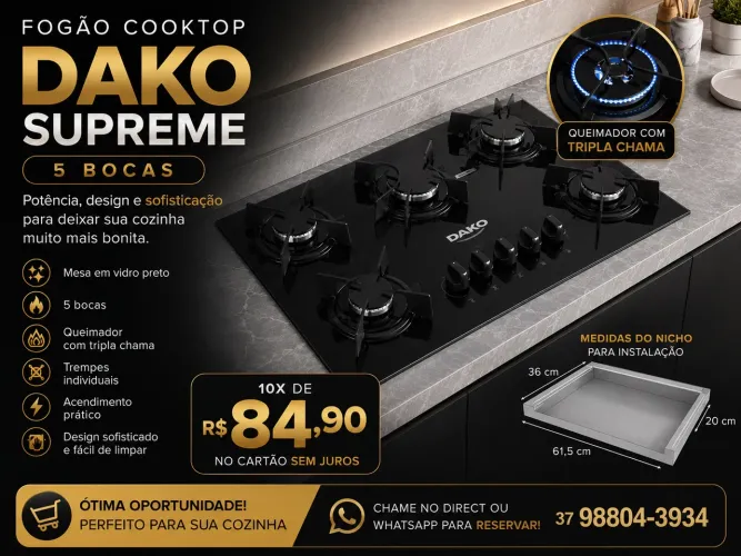 Fogão 4 bocas Dako - Novo 
