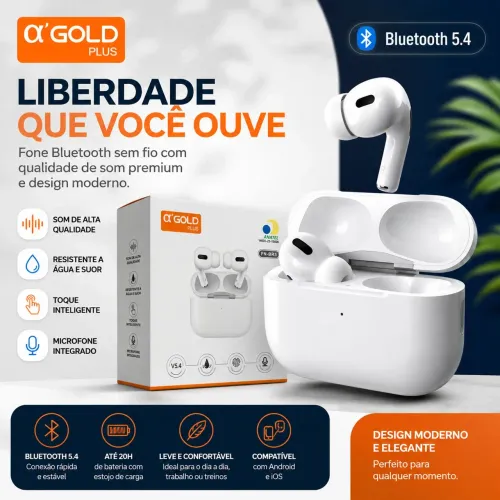 Fone de ouvido Bluetooth Gold FN BR3 Premium | Som Estéreo e Confortável