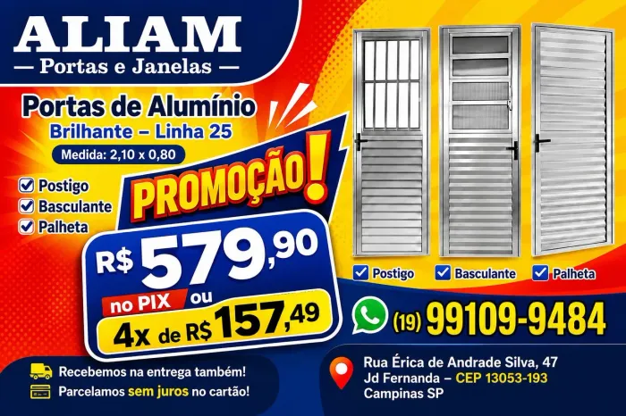 Portas de alumínio completas com garantia!