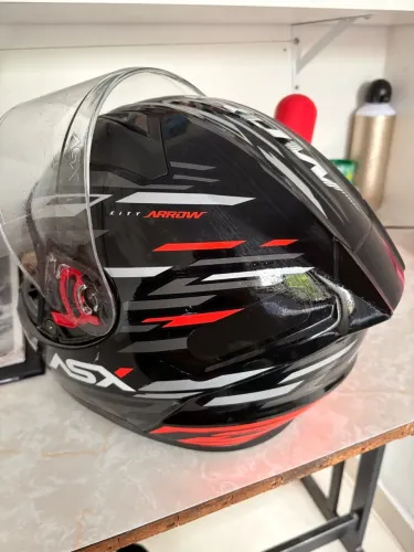 Capacete para moto integral ASX City Arrow grafite brilhante tamanho P (56)