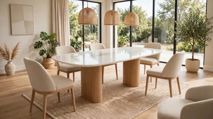 Mesa orgânica 180x99 com vidro laqueado