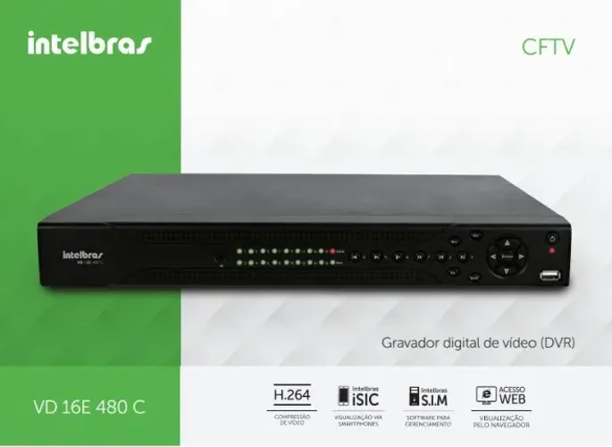 DVR Intelbras VD 16E 480 - 16 Canais para Sistema de CFTV