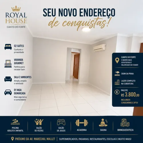 Apartamento pra Alugar | Canto do Forte em Praia Grande | 2 Suítes, Varanda Gourmet e Laze