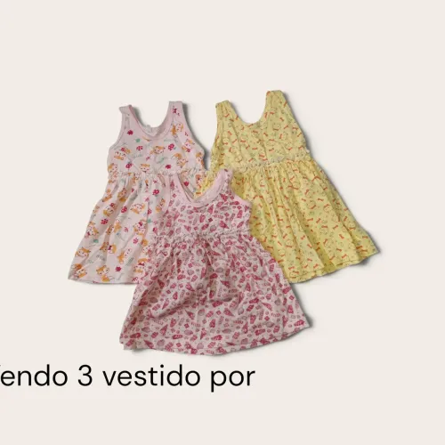 Kit 3 vestidos tamanho G veste até 6 meses dependo do bebe