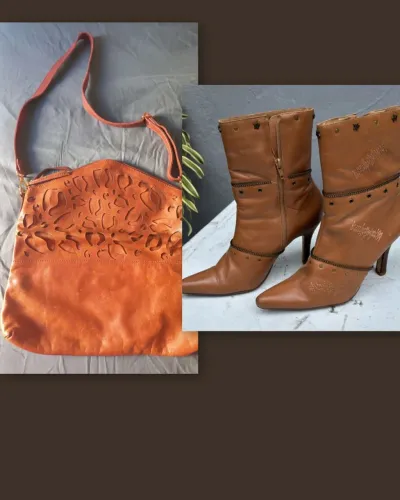 KIT BOLSA E BOTA CAUBOY COURO LEGÍTIMO