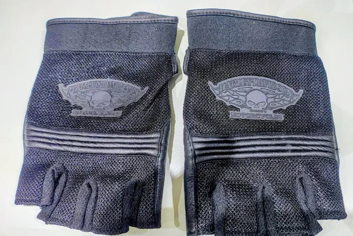 LUVA DE COURO/MESH MEIO DEDO MASCULINA SKULL - Novo!