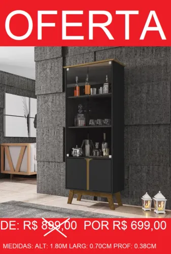 Cristaleira com porta de vidro - Requinte e modernidade