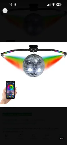 Globo Espelhado RGB 30cm com 2 canhões LED