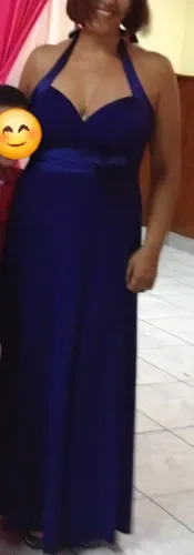 Vestido festa Azul Royal com cetim