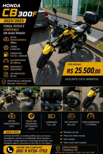 Honda CB 300F Twister ABS 2023/2023 - Único Dono - R$ 25.500