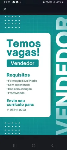 VAGAS PARA VENDEDOR