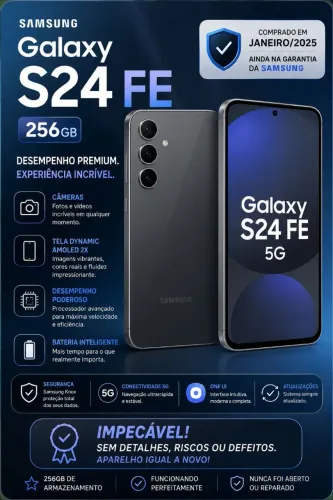 Samsung Galaxy S24 FE 5G | 256GB | Grafite | Impecável