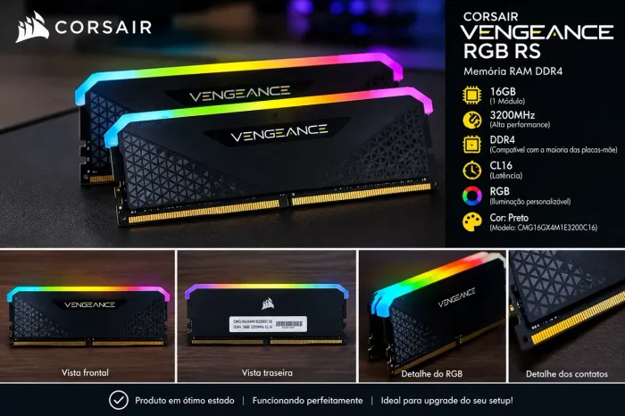 Memória RAM Corsair Vengeance RGB RS 32GB (2x16GB) DDR4 3200MHz