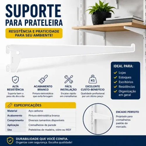 Mão Francesa para Trilho Cremalheira 30 cm