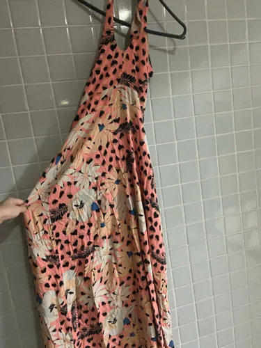 Vestido longo florido - rosa