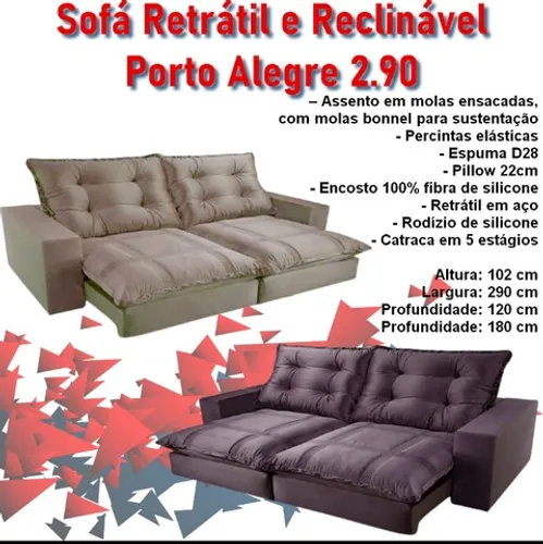 Sala sofá retrátil e reclinável 290 cm