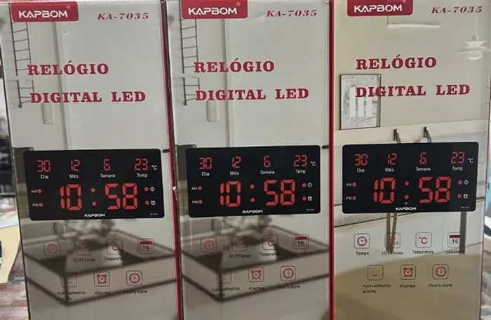 Relogio Digital Parede Led Temperatura Calendario Alarme (KA-7035)