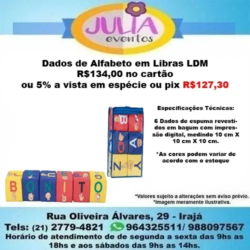 Dados de Alfabeto em Libras Didático Pedagógico Infantil - Ldm