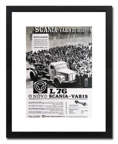 Scania Jacaré L75, L76 - Quadro decorativo grande com propaganda original de revista