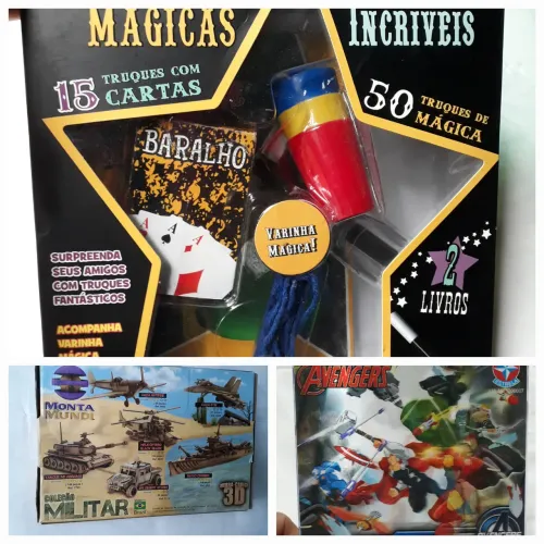 Quebra cabeça MDF 3D 144 peças e Avengers holográfico 100 peças, Kit mágicas incríveis