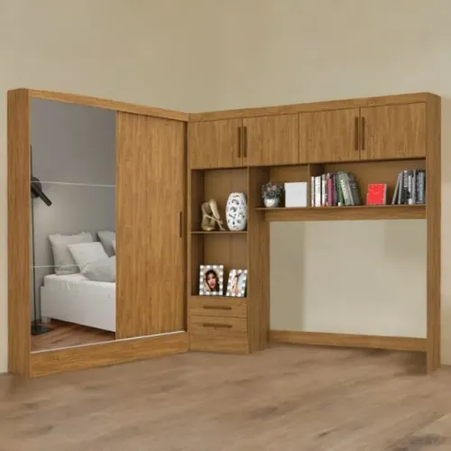 Modulado 4 Portas + Guarda-Roupa 2 Portas Santiago Plus Cinamono 