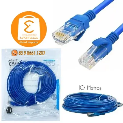 Cabo de Rede Internet Rj45 Azul 10 Metros LE-304