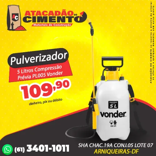 Pulverizador 5 Litros Compressão Prévia PL005 Vonder