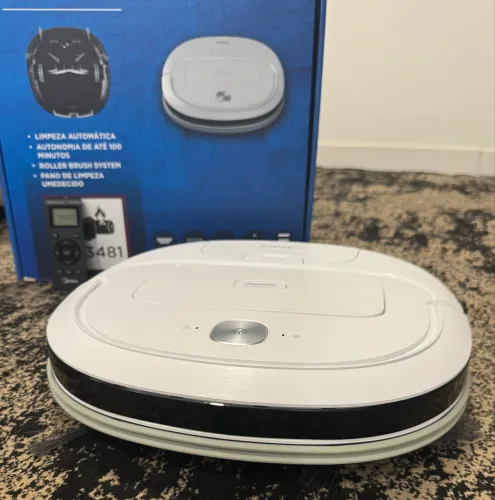 Robô Aspirador De Pó Smartmop Passa Pano Branco Midea VRA31BB Com Controle Remoto (Bivolt)