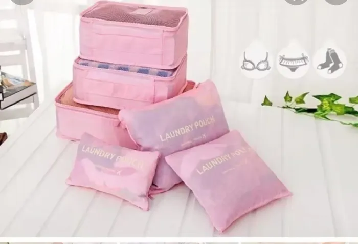 Conjunto de 6 Organizador de Roupas para Viagem - Rosa