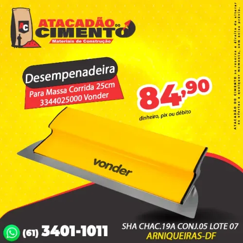 Desempenadeira Para Massa Corrida 25cm 3344025000 Vonder