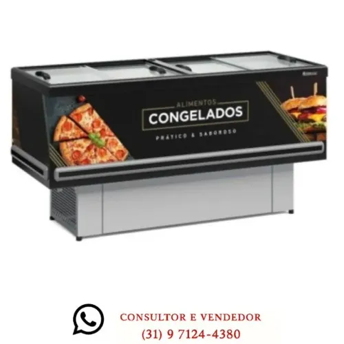 Ilha de Congelados 2M Vidro Reto Gelopar Novo