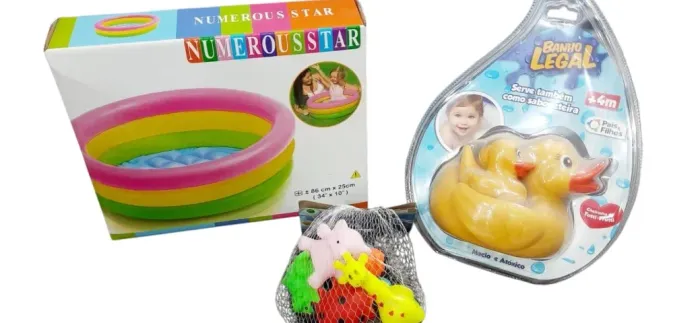 piscina banheira inflável infantil + brinquedos de banho - diversão garantida!