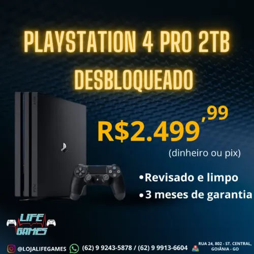 Playstation 4 PRO 2TB seminovo desbloqueado com garantia, loja física