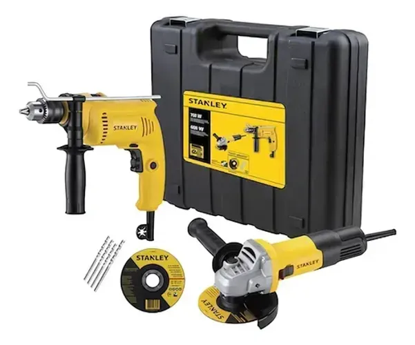 COMBO STANLEY FURADEIRA 1/2POL 600W+ESMERILHA 4.1/2POL 750W 220V
