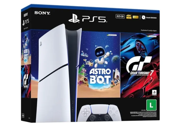PlayStation 5 Digital Edition + Controle DualSense + 2 Jogos Digitais - Novo