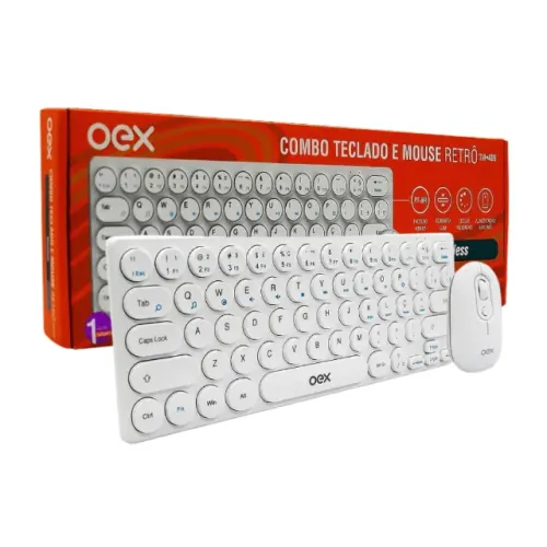 Combo Teclado e Mouse Retro Branco TM409 - Oex  cod: 4678