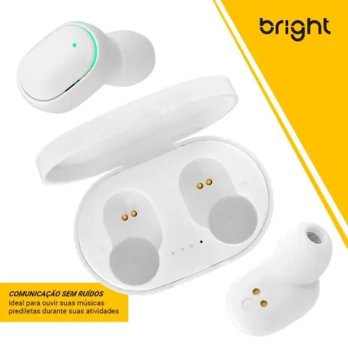 Fone de Ouvido Esportivo Bluetooth Bright - Max Soud Intra-auricular com Microfone Branco