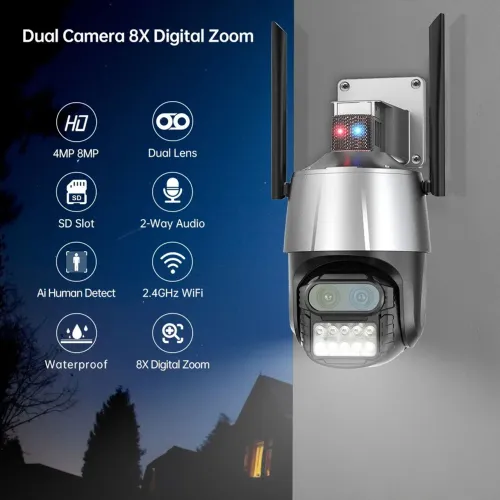 Câmera PTZ WIFI Besder P10S 8MP Dual Lentes 4K - NOVA na Caixa!