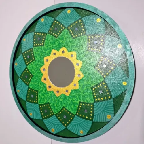 Mandala Artística Ponto De Luz 12 Pontas Mdf 6mm, Ø 30cm Série 2