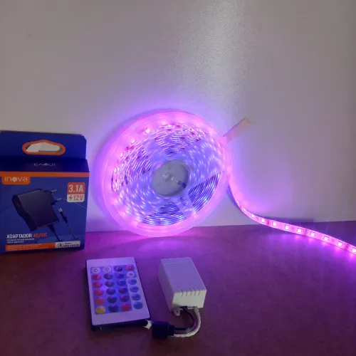 Fita led 16 cores RGB 5050 completa controle e fonte