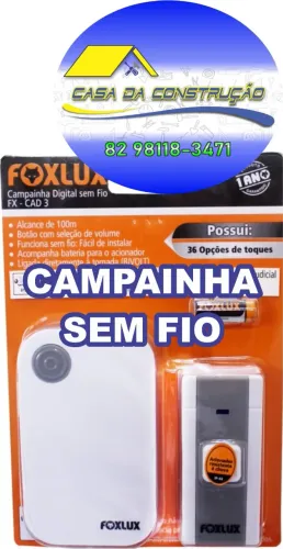 CAMPAINHA SEM FIO BIVOLT BRANC FOXLUX- FX-CAD3