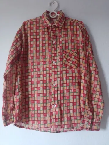 Camisa Infantil Estampada Xadrez Colorido - tamanho 8 anos